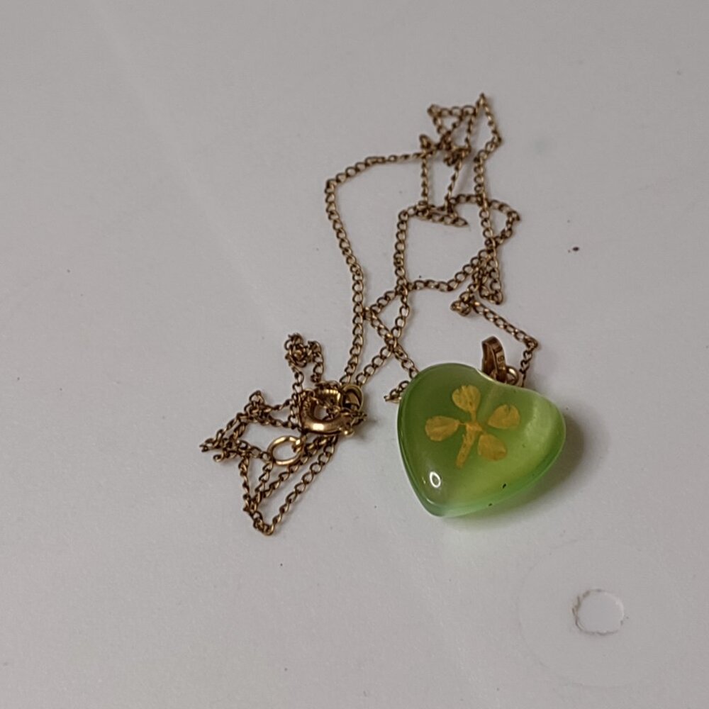 15" Lucky Four Leaf Clover 12K GF Pendant Necklace - Picture 7 of 11